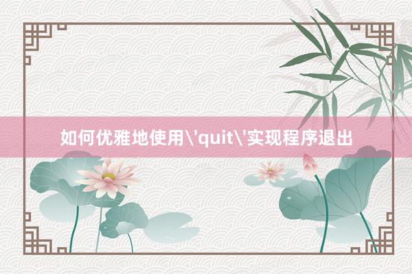 如何优雅地使用'quit'实现程序退出